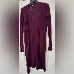 Free People purple Knit Sweater long cardigan with slit size small